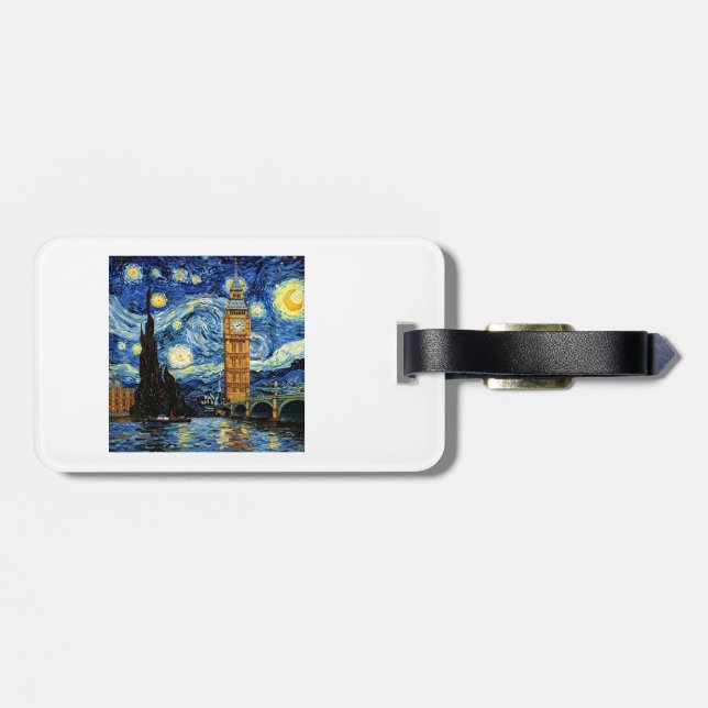 Etiqueta De Bagagem Starry Night Big Ben London England (Traseira Horizontal)