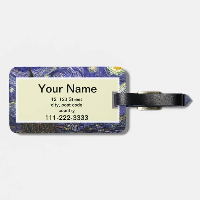 Etiqueta De Bagagem Starry Night, Vincent Van Gogh. (Traseira Horizontal)
