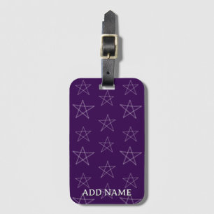 Etiqueta De Bagagem Stars Nome Personalizado Desenhado à Mão Roxo