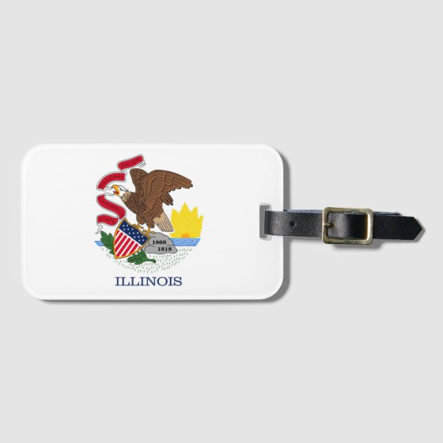 Etiqueta De Bagagem State Flag of Illinois, EUA (Frente Horizontal)