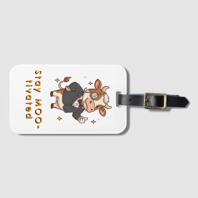 Etiqueta De Bagagem Stay Motivated cute cow (Frente Horizontal)