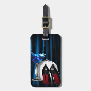 Etiqueta De Bagagem stilletos da menina de cocktail de martini do