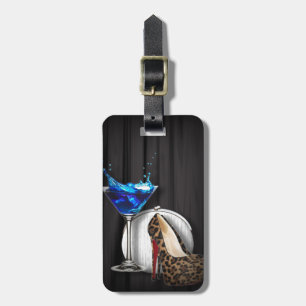 Etiqueta De Bagagem stilletos da menina de cocktail de martini do