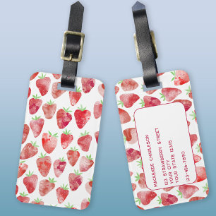 Etiqueta De Bagagem Strawberry Watercolor