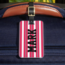 Etiqueta De Bagagem Stripes de Cinzas Vermelhas Personalizadas