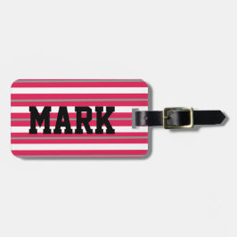 Etiqueta De Bagagem Stripes de Cinzas Vermelhas Personalizadas