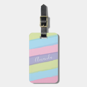Etiqueta De Bagagem Stripes de Pastel Personalizadas