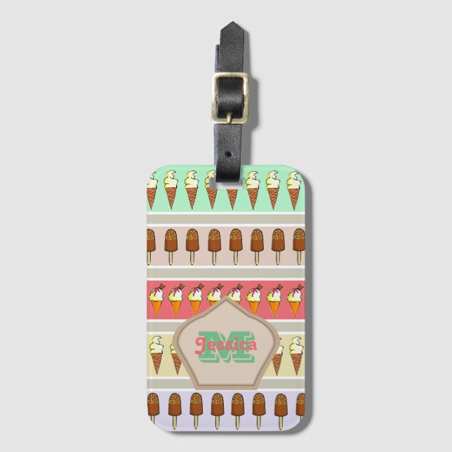 Etiqueta De Bagagem Stripes de sorvete Personalizadas (Frente Vertical)