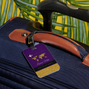 Etiqueta De Bagagem Sua Viagem Chic Moderna Roxo