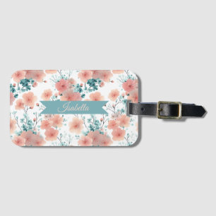 Etiqueta De Bagagem Suave Rosa Floral Personalizado Primavera Vintage