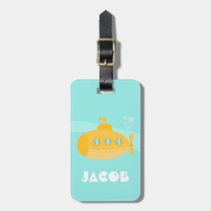 Etiqueta De Bagagem Submarino Amarelo Subaquático Personalizado para C