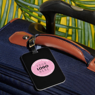 Etiqueta De Bagagem Substituição Fácil de Logo e Texto Editável Rosa