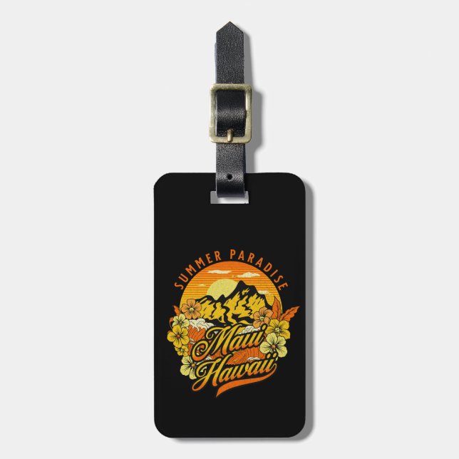 Etiqueta De Bagagem Summer Paradise, Maui Hawaii (Frente Vertical)