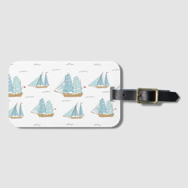 Etiqueta De Bagagem Summer Seatime Cute yachts with sail