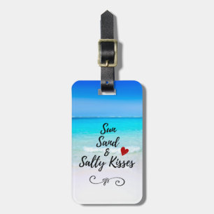 Etiqueta De Bagagem Sun Sand e Salty Kisses Tropical Beach