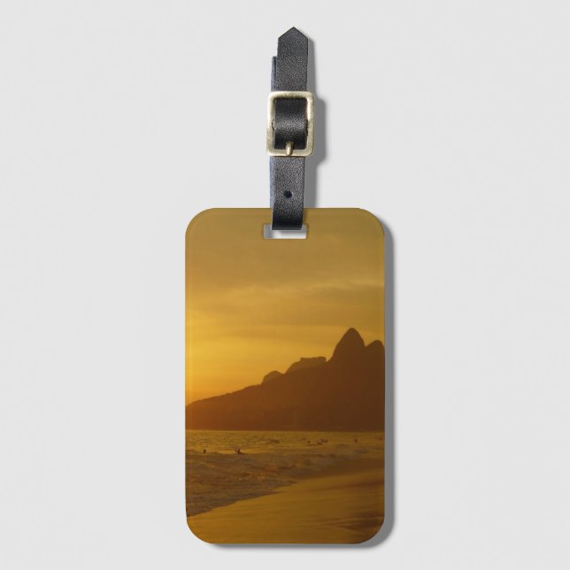 Etiqueta De Bagagem Sun Set at Ipanema Beach Brazil (Frente Vertical)
