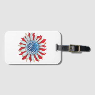 Etiqueta De Bagagem Sunflower American Flag 4 de julho Women Men Meri