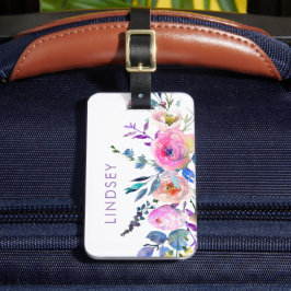 Etiqueta De Bagagem Sunrise Boho Floral Monograma Personalizado