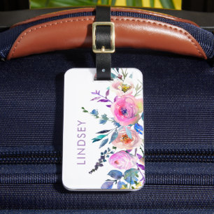 Etiqueta De Bagagem Sunrise Boho Floral Monograma Personalizado