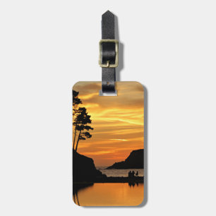 Etiqueta De Bagagem Sunset Casal Dog Beach na costa da Califórnia
