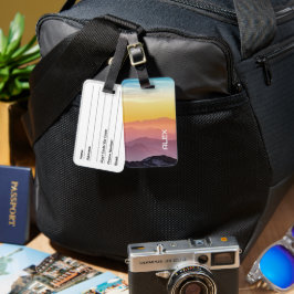 Etiqueta De Bagagem Sunset Majestoso Asiático - Explosão de Cores Vibr