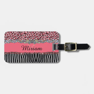 Etiqueta De Bagagem Super Glamurosa Estampa de Leopardo Exótico com Br