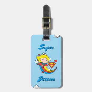 Etiqueta De Bagagem Supergirl Chibi Voando Arco-Íris