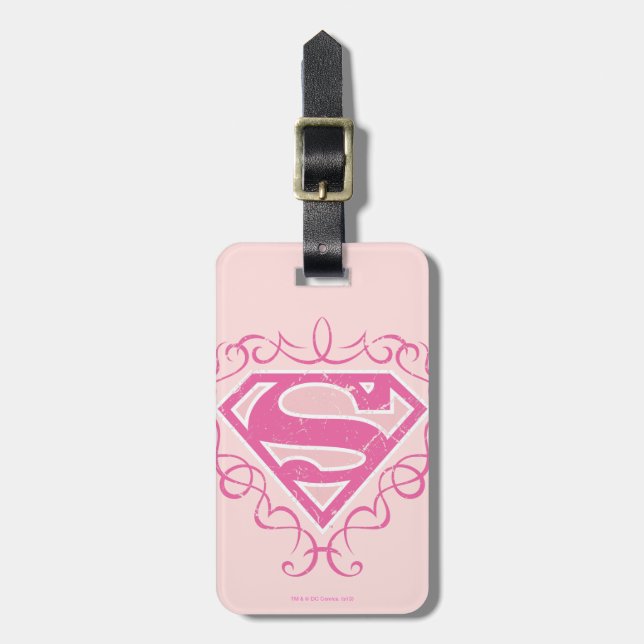 Etiqueta De Bagagem Supergirl Pink Stripes (Frente Vertical)