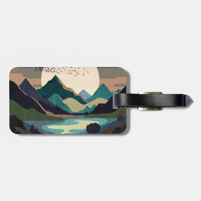 Etiqueta De Bagagem Superlua No Lago (Traseira Horizontal)