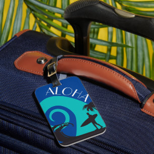 Etiqueta De Bagagem Surf Aloha e Palmeiras