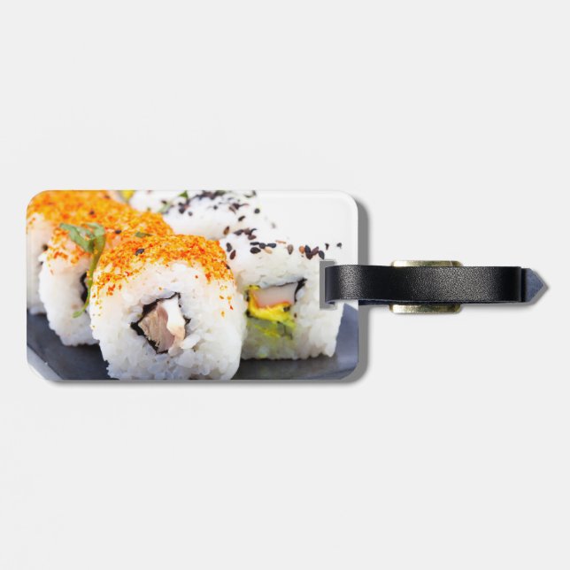 Etiqueta De Bagagem Sushi num prato (Traseira Horizontal)