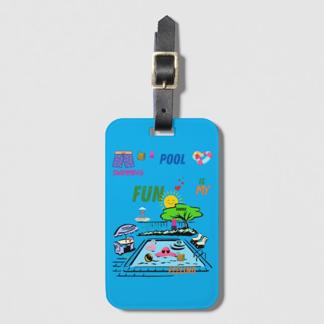 Etiqueta De Bagagem Swimming Pool Fun (Frente Vertical)