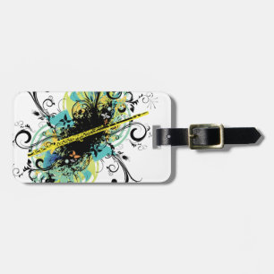 Etiqueta De Bagagem Swirl Grunge Flute
