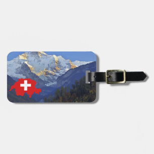 Etiqueta De Bagagem Swtzerland Jungfrau e bandeira