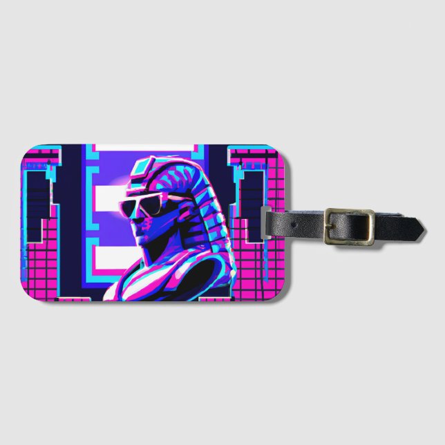 Etiqueta De Bagagem Synthwave Pharaoh (Frente Horizontal)