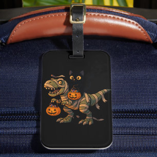 Etiqueta De Bagagem T-Rex da múmia do gato preto - Dino do Dia das Bru