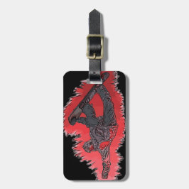 Etiqueta De Bagagem Tag artístico da bagagem do snowboarder vermelho