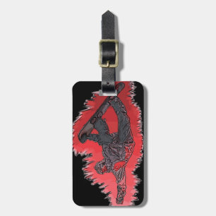 Etiqueta De Bagagem Tag artístico da bagagem do snowboarder vermelho