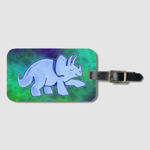 Etiqueta De Bagagem Tag azul da bagagem do Triceratops