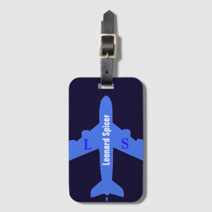Etiqueta De Bagagem Tag azul da bagagem personalizado com nome &