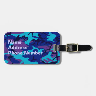 Etiqueta De Bagagem Tag azul escuro e roxo da bagagem da camuflagem