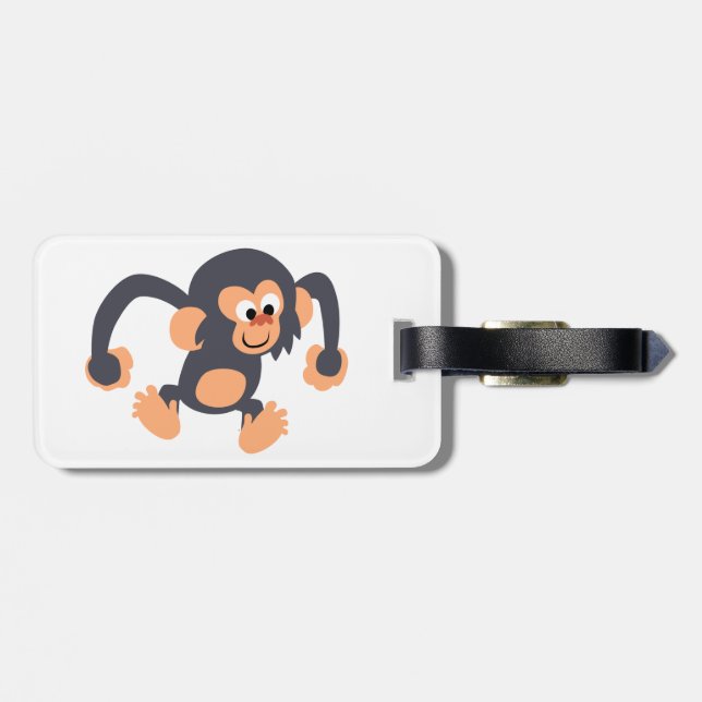 Etiqueta De Bagagem Tag Chimpanzé de Cartoon Bouncy (Traseira Horizontal)
