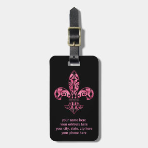 Etiqueta De Bagagem Tag cor-de-rosa da bagagem da flor de lis