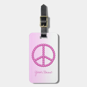 Etiqueta De Bagagem Tag cor-de-rosa da bagagem de Bling da paz de