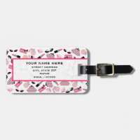 Tag cor-de-rosa feminino da bagagem dos acessórios