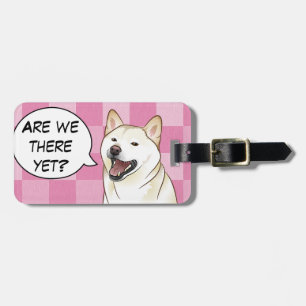 Etiqueta De Bagagem Tag customizável do cão cremoso feliz de Shiba I