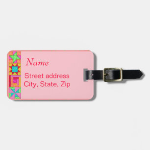 Etiqueta De Bagagem Tag da bagagem coral do bloco da edredão ou da