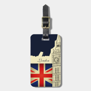 Etiqueta De Bagagem Tag da bagagem da bandeira de Big Ben Union Jack