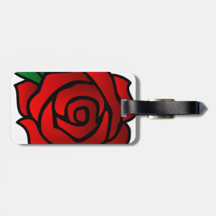 Etiqueta De Bagagem Tag da bagagem da rosa vermelha com correia de