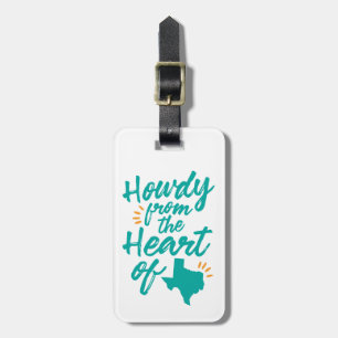 Etiqueta De Bagagem Tag da bagagem de Texas Howdy, turquesa